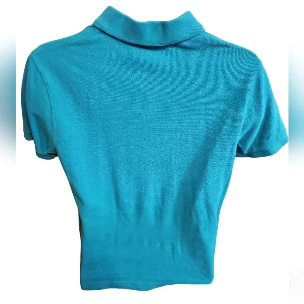 Aeropostale Mens Medium Teal Blue Cotton Polo Shirt - Y2K Preppy Casual Classic - Picture 3 of 6